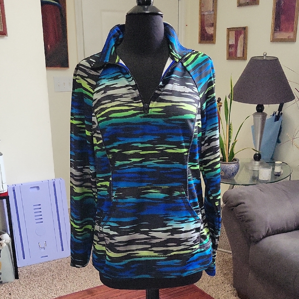 Fila Blue and Green Quarter-Zip Pullover